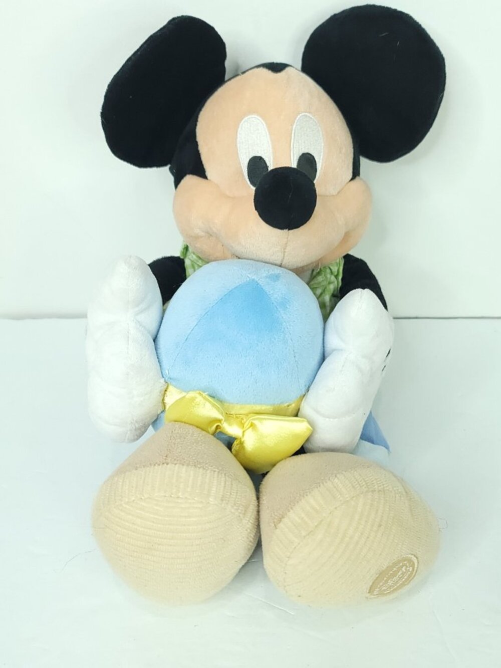 Disney Plush Blue Easter Mickey Mouse Holding Blue Easter Egg Disney Store 17"